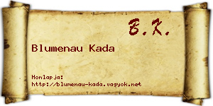 Blumenau Kada névjegykártya